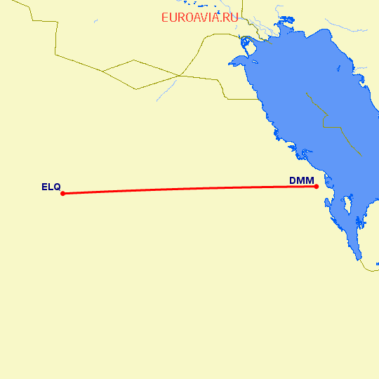 перелет Даммам — Бурайда на карте