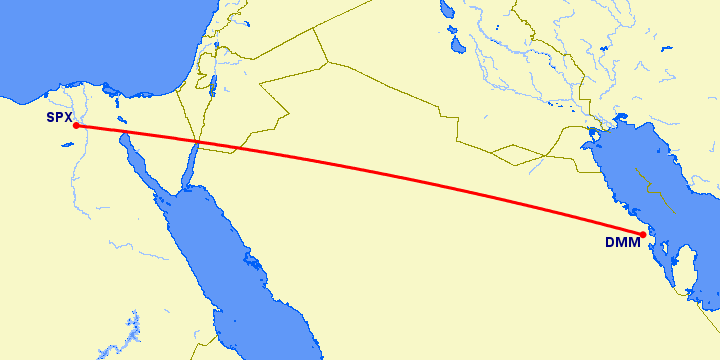 перелет Даммам — Гиза на карте