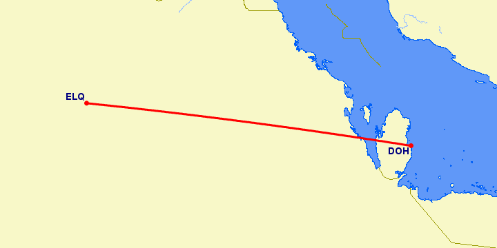 перелет Доха — Бурайда на карте