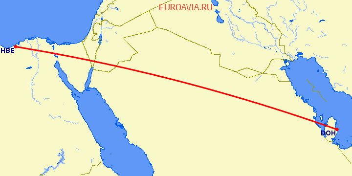 перелет Доха — Александрия на карте