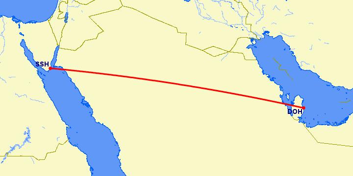 перелет Доха — Шарм эль Шейх на карте