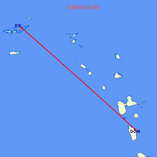 перелет Доминика — Beef Island на карте
