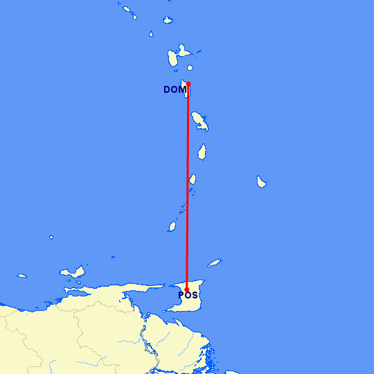 перелет Доминика — Port Of Spain на карте
