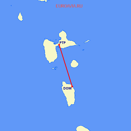 перелет Доминика — Pointe-a-pitre на карте