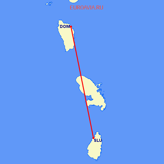 перелет Доминика — Castries на карте