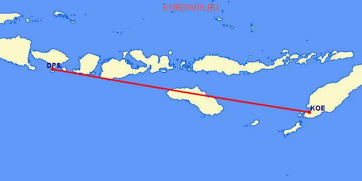 перелет Денпасар — Kupang на карте