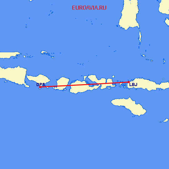 перелет Денпасар — Лабуан-Баджо на карте