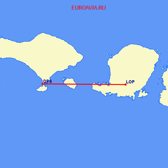 перелет Денпасар — Матарам на карте