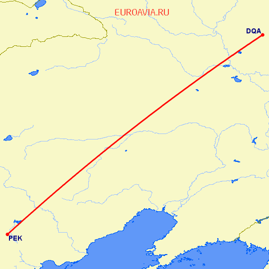 перелет Дацин — Пекин на карте