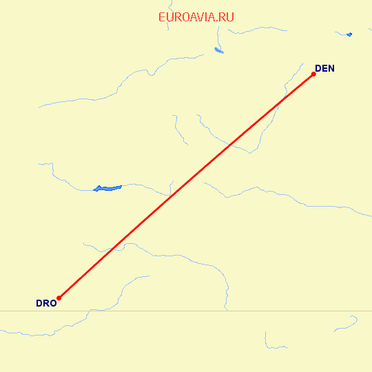 перелет Дуранго — Денвер на карте
