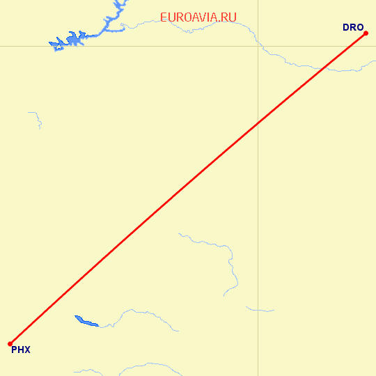 перелет Дуранго — Феникс на карте