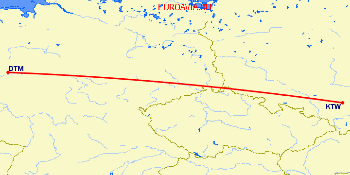 перелет Дортмунд — Катовице на карте