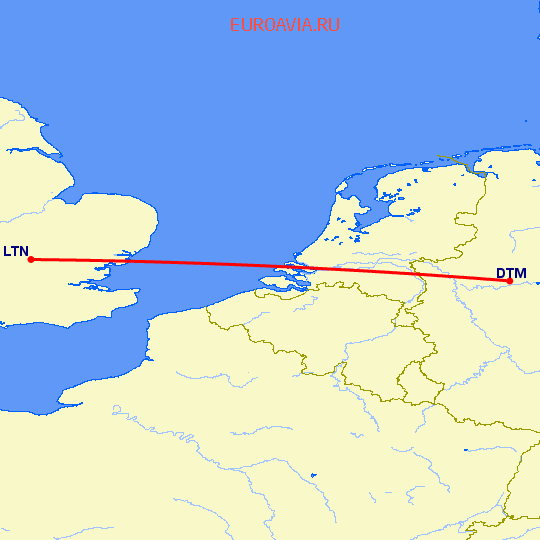 перелет Дортмунд — Luton на карте