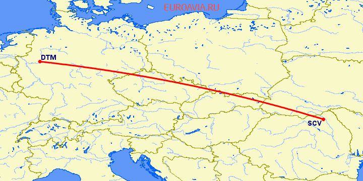 перелет Дортмунд — Сучава на карте