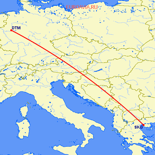 перелет Дортмунд — Салоники на карте