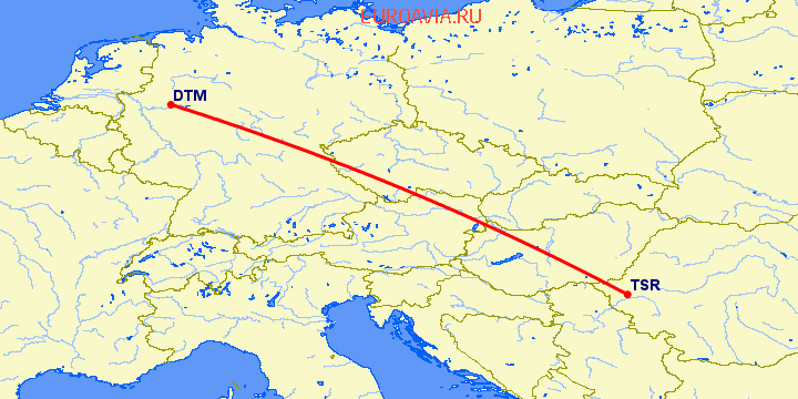 перелет Дортмунд — Тимишоара на карте
