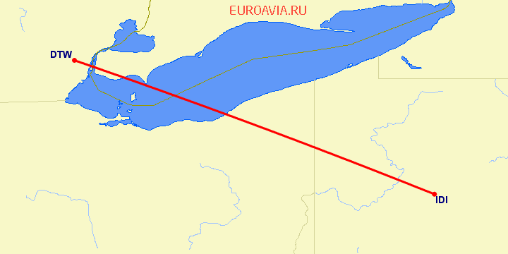перелет Детройт — Indiana, PA на карте