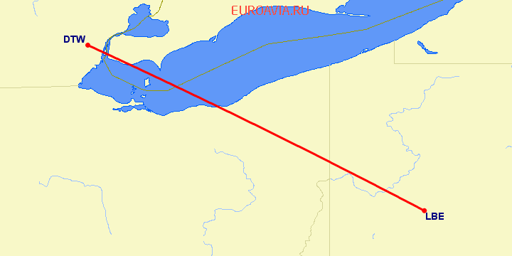 перелет Детройт — Латроуб на карте