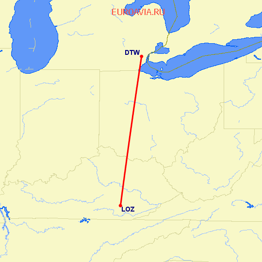 перелет Детройт — Лондон на карте