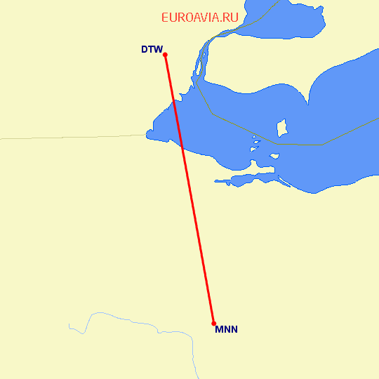 перелет Детройт — Marion на карте