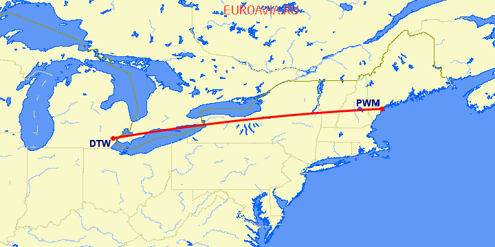 перелет Детройт — Портленд на карте