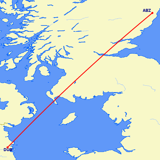 перелет Дублин — Абердин на карте