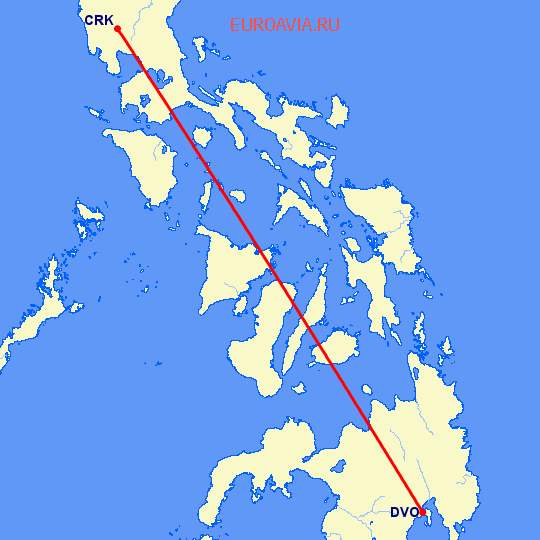 перелет Давао — Angeles City на карте