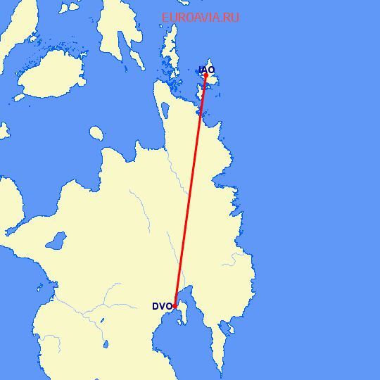 перелет Давао — Дель Кармен на карте