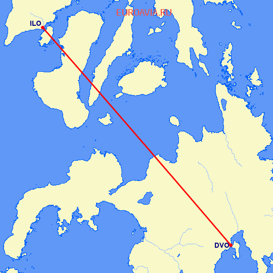 перелет Давао — Йоило на карте