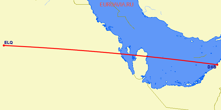 перелет Дубай — Бурайда на карте