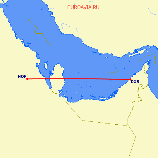 перелет Дубай — Alahsa на карте