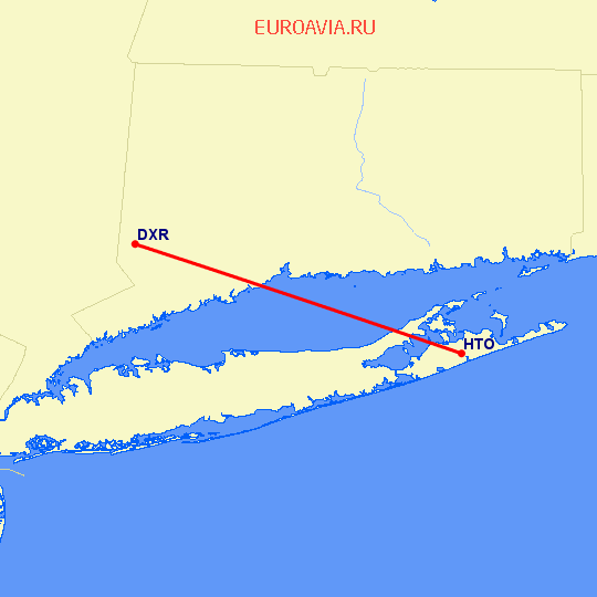 перелет Данбери — East Hampton на карте