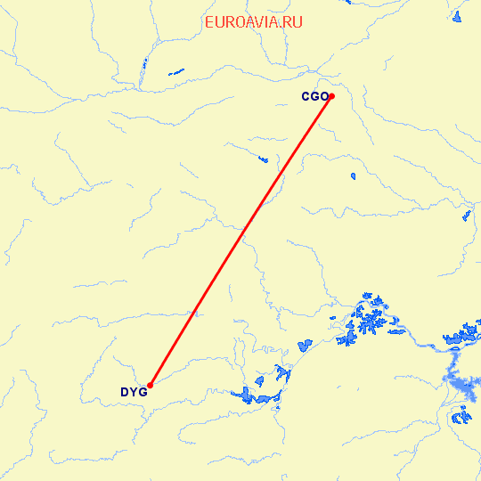 перелет Дэань — Чженчжоу на карте