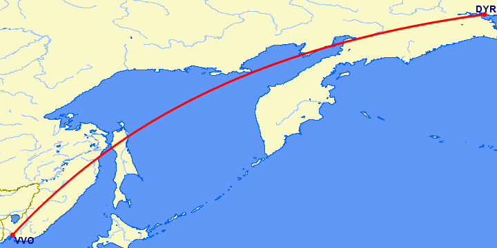 перелет Анадырь — Владивосток на карте