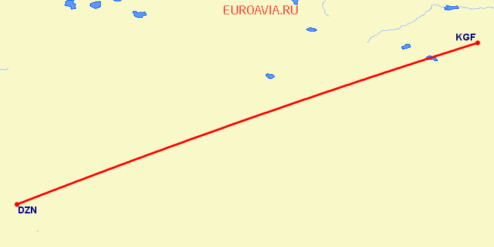 перелет Жезказган — Караганда на карте