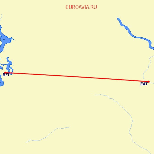 перелет Wenatchee — Сиэттл на карте