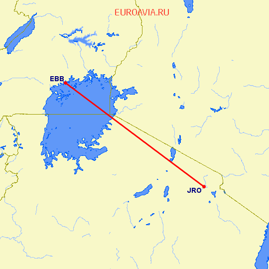 перелет Энтеббе — Килиманджаро на карте
