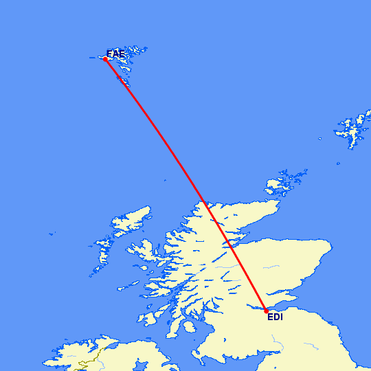 перелет Эдинбург — Сервагур на карте