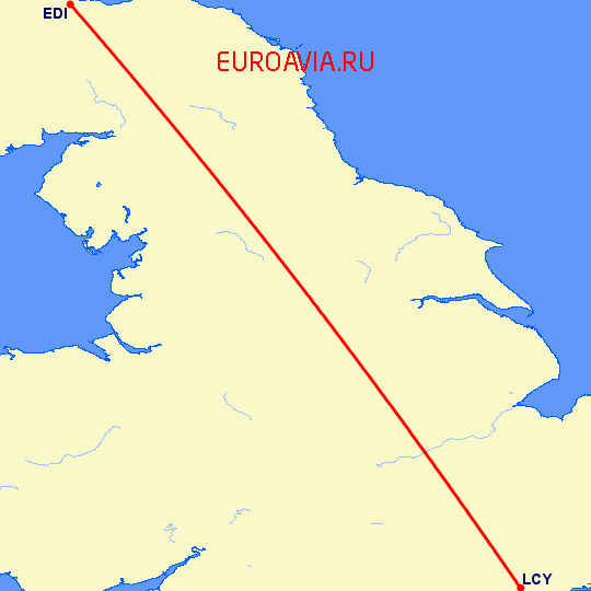 перелет Эдинбург — Лондон на карте