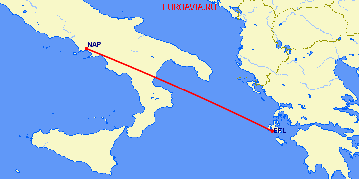 перелет Кефалония — Неаполь на карте