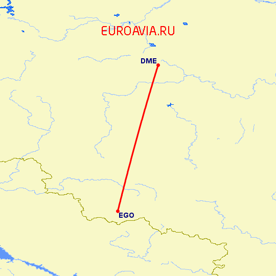 перелет Белгород — Москва на карте