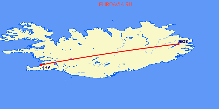 перелет Эгилсстадир — Рейкьявик на карте