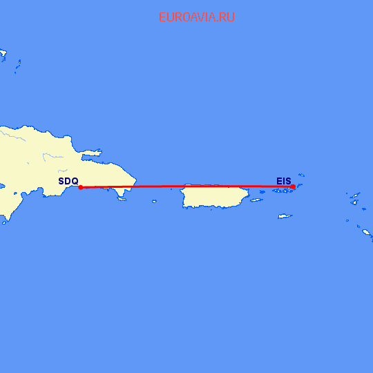 перелет Beef Island — Санто Доминго на карте