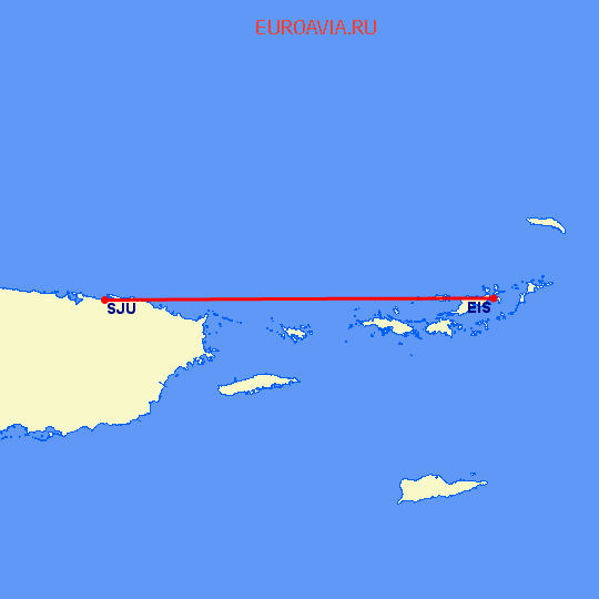 перелет Beef Island — Сан Хуан на карте