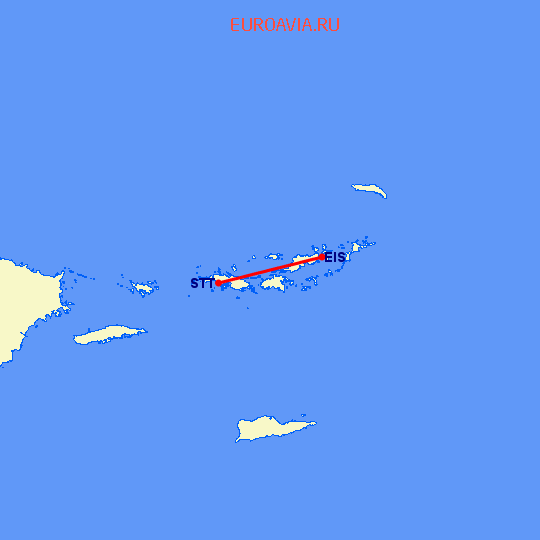 перелет Beef Island — Charlotte Amalie St Thomas на карте