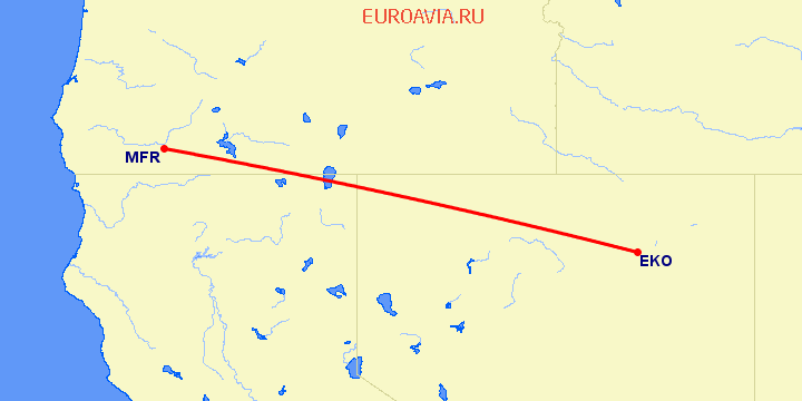 перелет Elko — Медфорд на карте