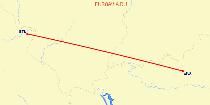 перелет Elizabethtown — Сент Луис на карте