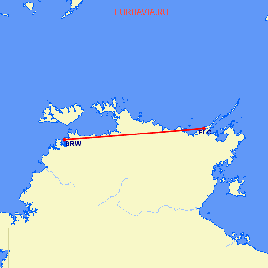 перелет Elcho Island — Дарвин на карте
