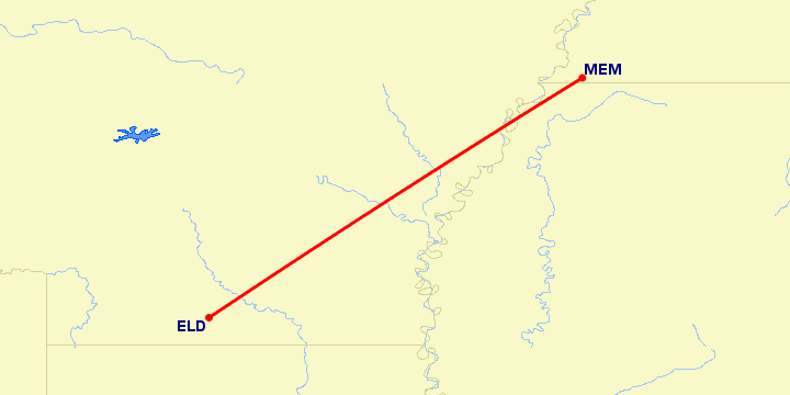 перелет Эль Дорадо — Мемфис на карте