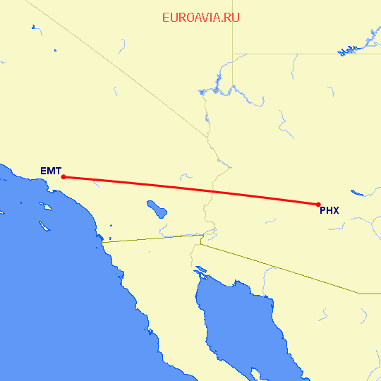 перелет El Monte — Феникс на карте